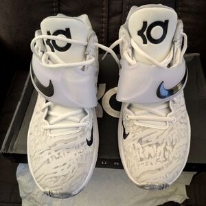 Nike White and Black High-Top Sneakers with Swoosh